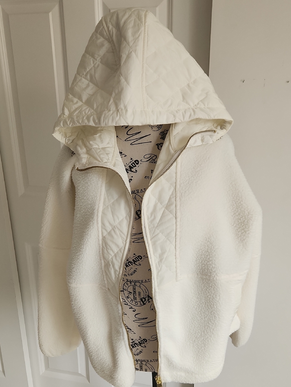 NWT Varley Ivory Sherpa Zip Hooded Jacket SZ Small